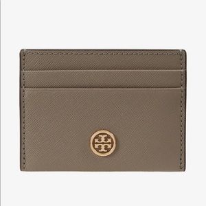 Brand New - Tory Burch Robinson Card Case Gray Heron